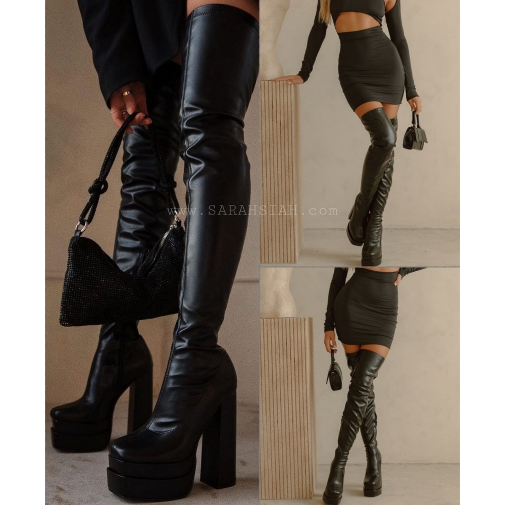 6.5, 8.5 & 9🖤🎥HIGH STANDARDS OVER THE KNEE BOOT - BLACK